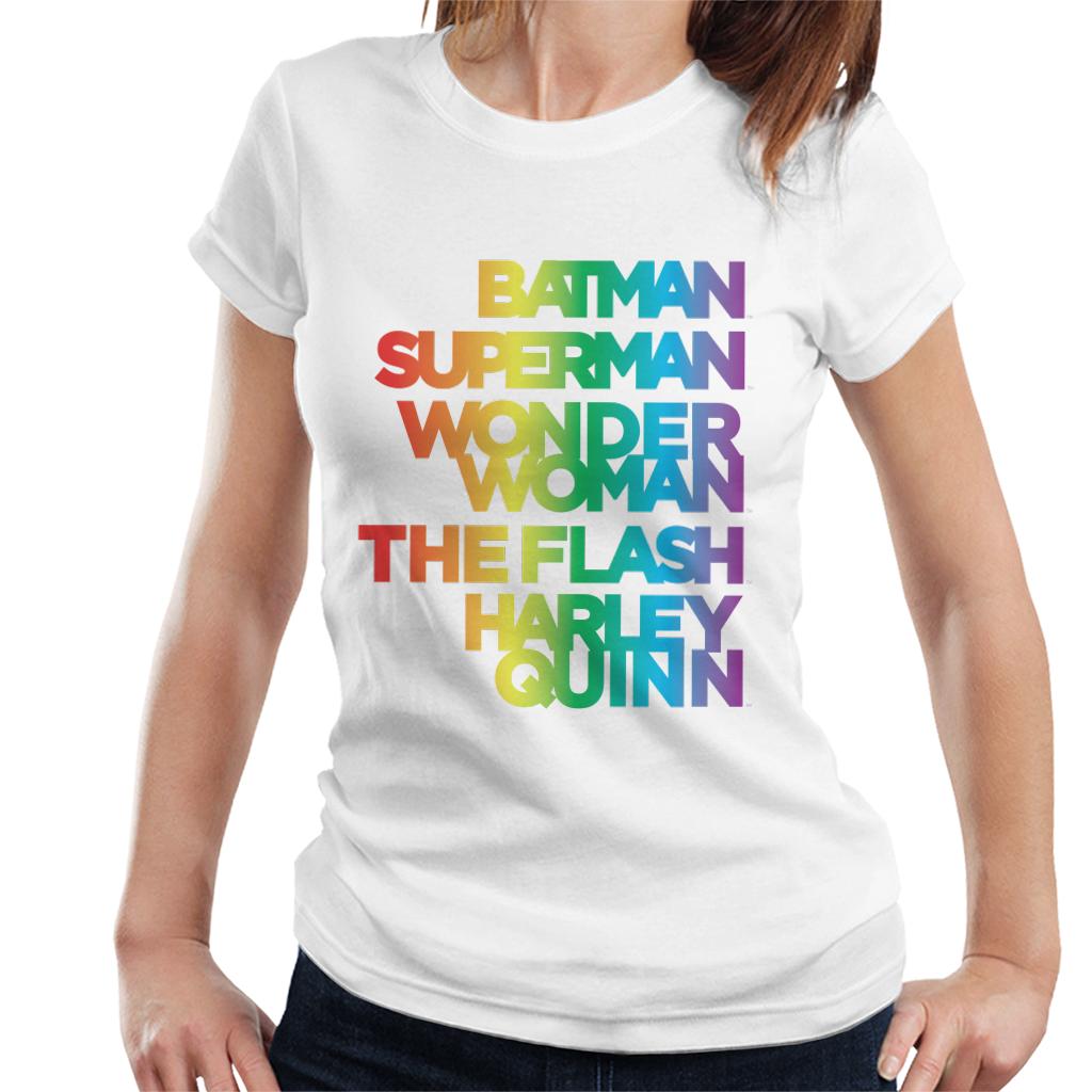 Justice League Characters Rainbow Women's T-Shirt-ALL + EVERY