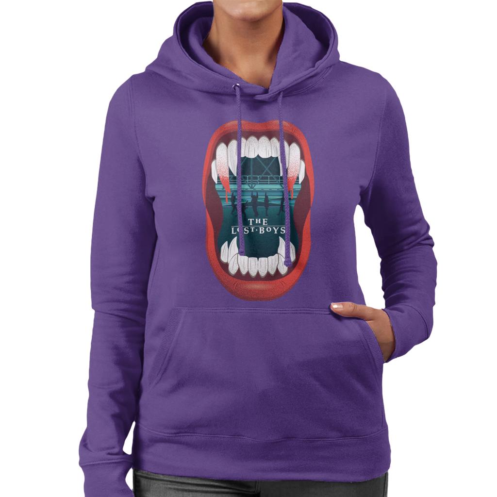 The Lost Boys Fangs Silhouette Women's Hooded Sweatshirt-ALL + EVERY