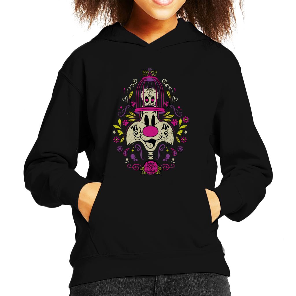 Looney Tunes Halloween Sylvester Tweety Skeleton Kid's Hooded Sweatshirt-ALL + EVERY