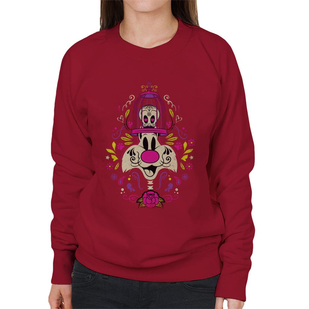 Looney Tunes Halloween Sylvester Tweety Skeleton Women's Sweatshirt-ALL + EVERY