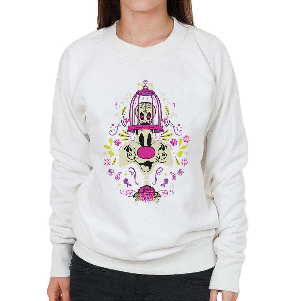 Looney Tunes Halloween Sylvester Tweety Skeleton Women's Sweatshirt-ALL + EVERY