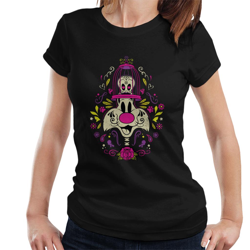 Looney Tunes Halloween Sylvester Tweety Skeleton Women's T-Shirt-ALL + EVERY