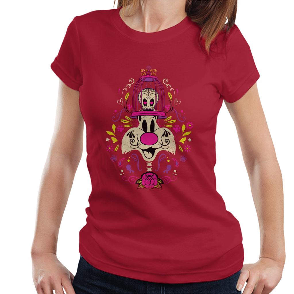 Looney Tunes Halloween Sylvester Tweety Skeleton Women's T-Shirt-ALL + EVERY