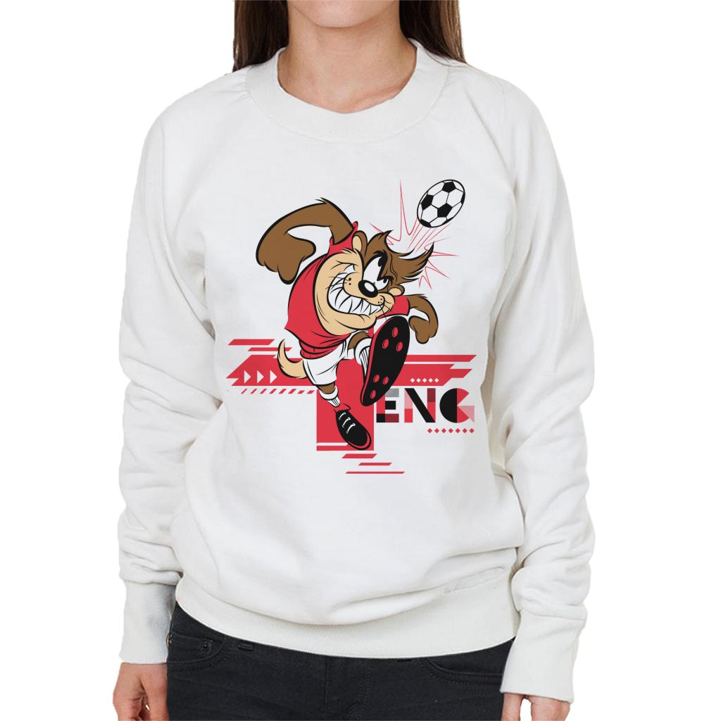 Looney Tunes Football Taz For England Header Women's Sweatshirt-ALL + EVERY