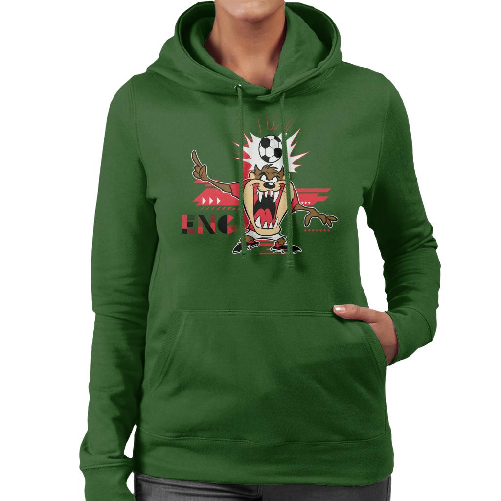 Looney Tunes Football Taz For England Women's Hooded Sweatshirt-ALL + EVERY