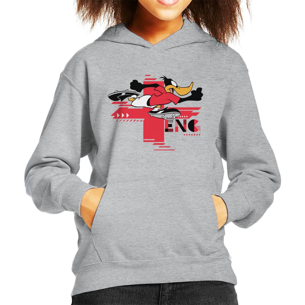 Looney Tunes Football Daffy Duck For England Kid's Hooded Sweatshirt-ALL + EVERY