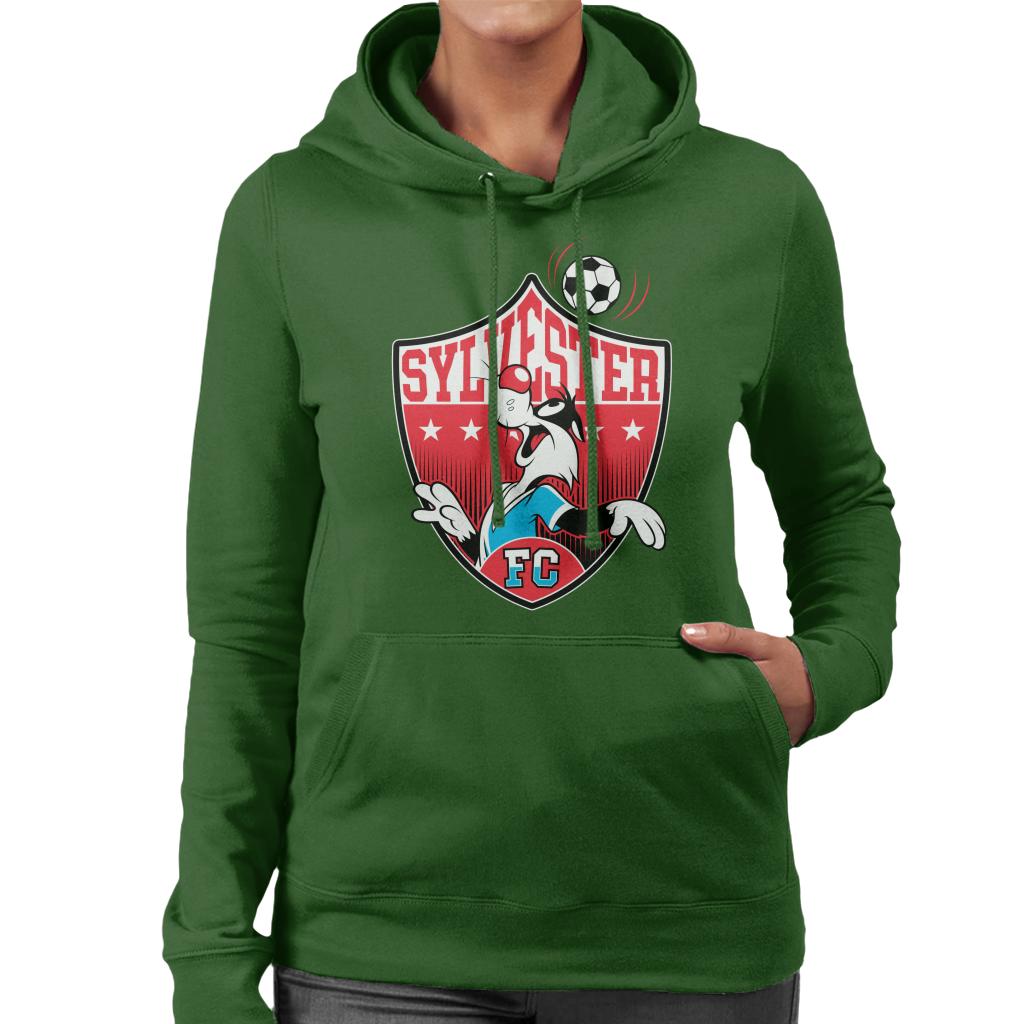 Looney Tunes Football Sylvester Emblem Women's Hooded Sweatshirt-ALL + EVERY
