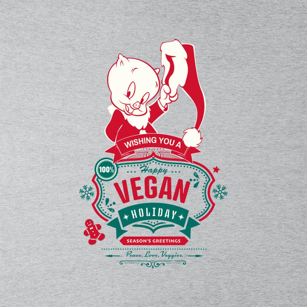 Looney Tunes Christmas Porky Pig Happy Vegan Holiday Women's Sweatshirt-ALL + EVERY