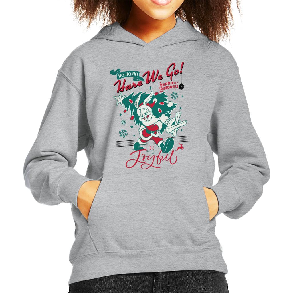 Looney Tunes Christmas Bugs Bunny Be Joyful Kid's Hooded Sweatshirt-ALL + EVERY