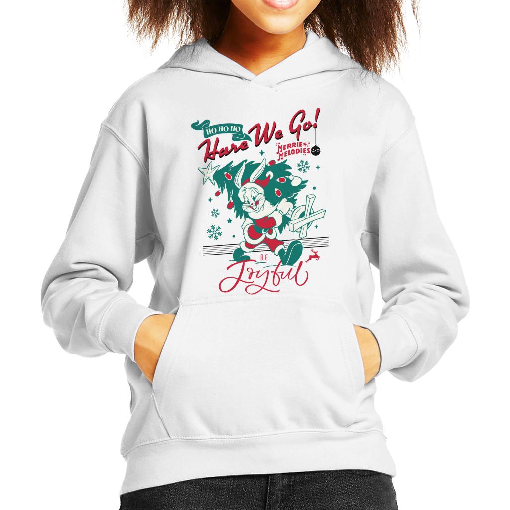 Looney Tunes Christmas Bugs Bunny Be Joyful Kid's Hooded Sweatshirt-ALL + EVERY