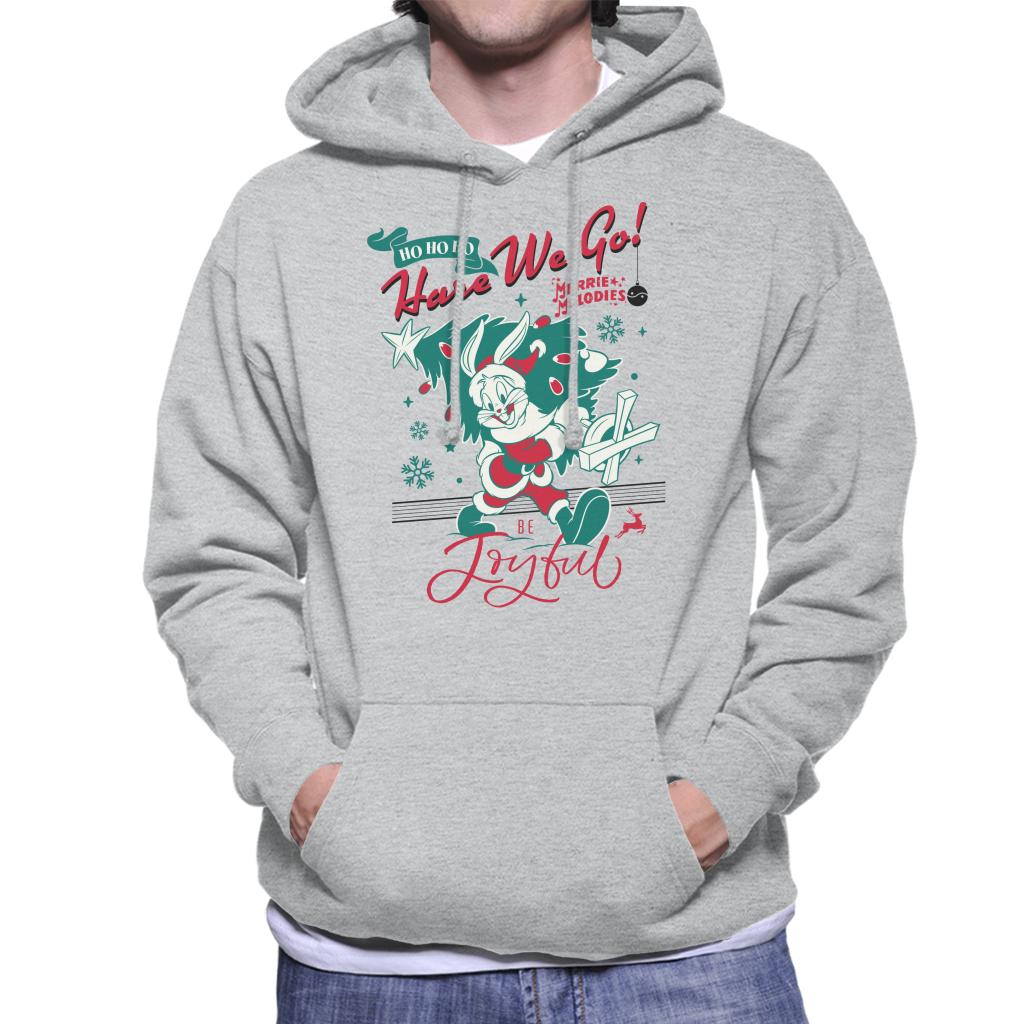 Looney Tunes Christmas Bugs Bunny Be Joyful Men's Hooded Sweatshirt-ALL + EVERY