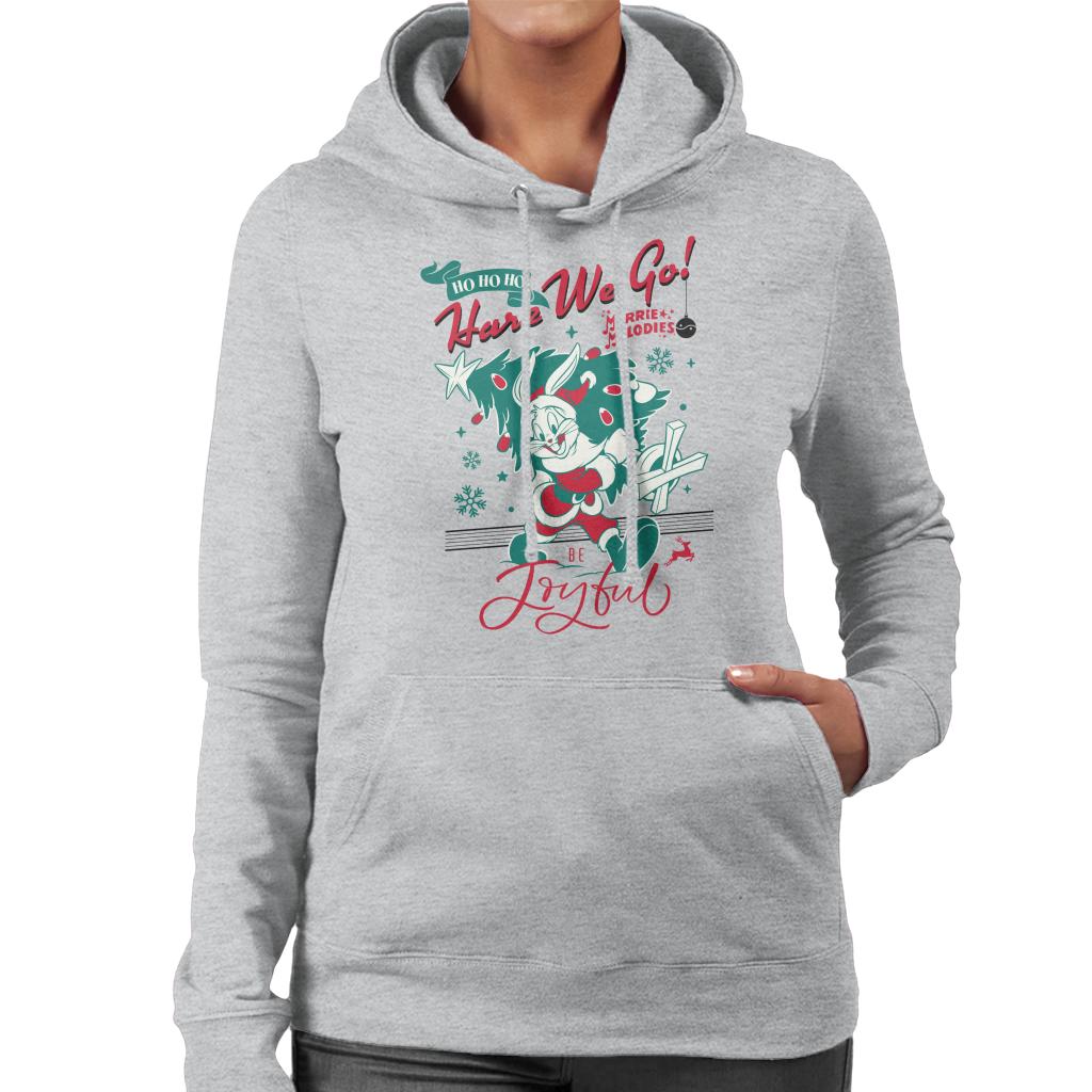 Looney Tunes Christmas Bugs Bunny Be Joyful Women's Hooded Sweatshirt-ALL + EVERY