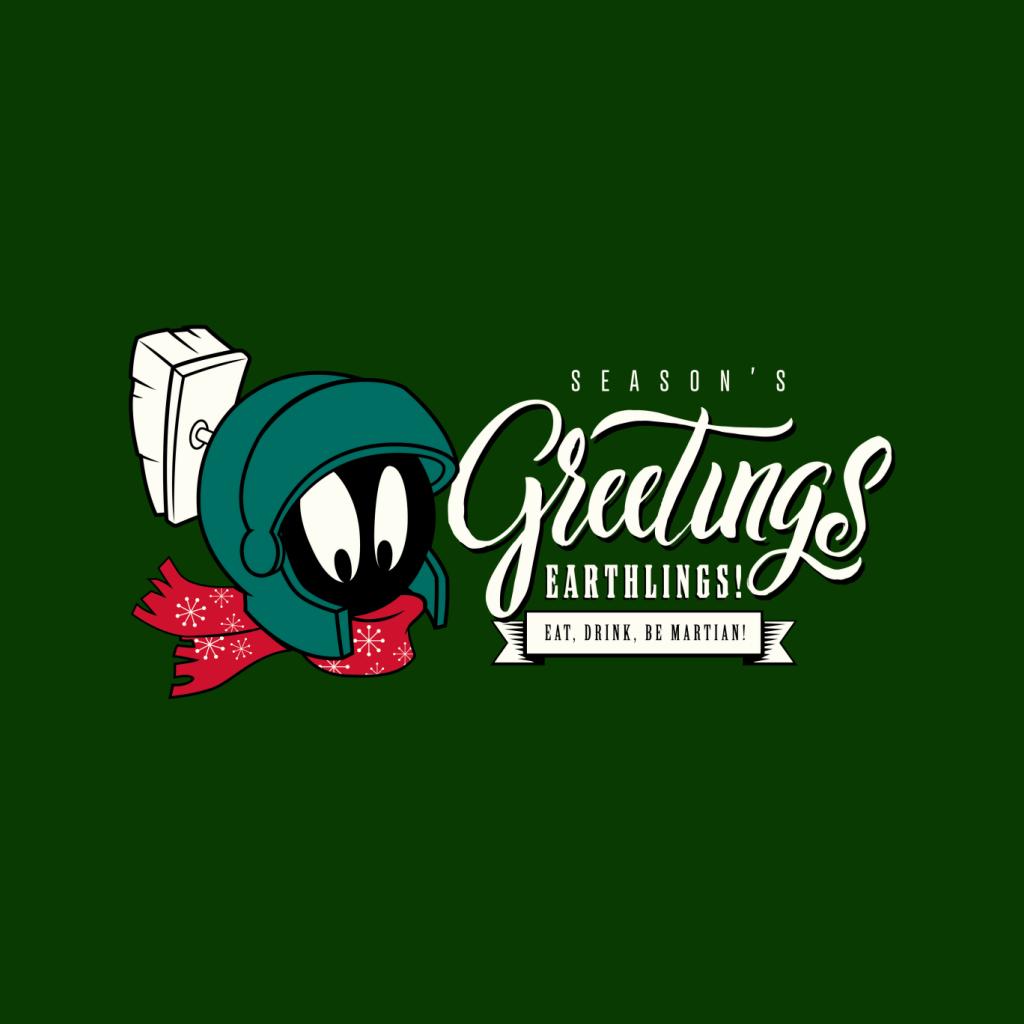 Looney Tunes Christmas Marvin Season's Greetings Earthlings Women's Hooded Sweatshirt-ALL + EVERY