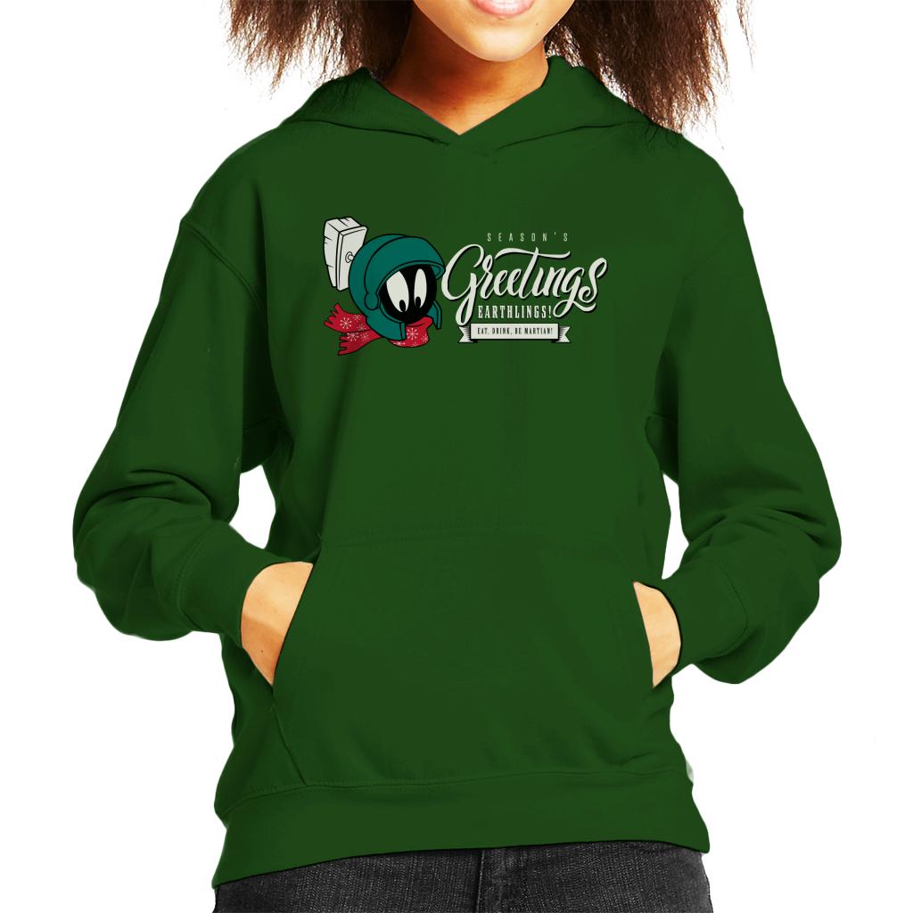 Looney Tunes Christmas Marvin Season's Greetings Earthlings Kid's Hooded Sweatshirt-ALL + EVERY