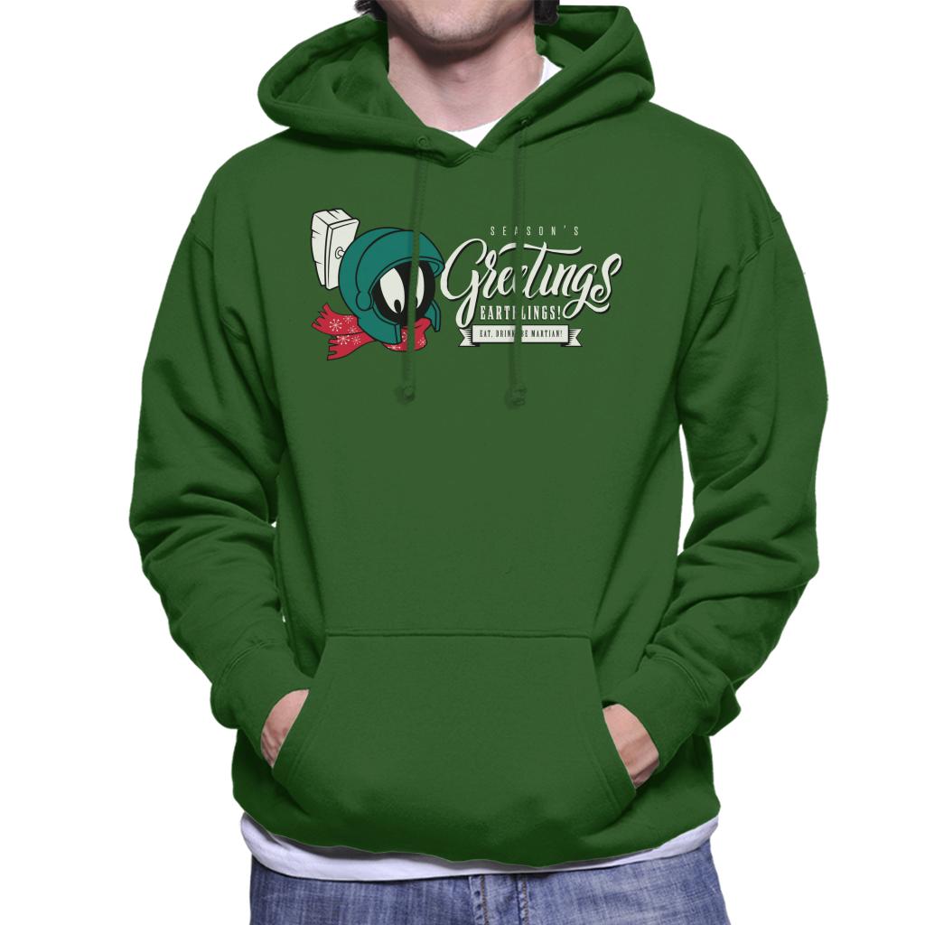 Looney Tunes Christmas Marvin Season's Greetings Earthlings Men's Hooded Sweatshirt-ALL + EVERY