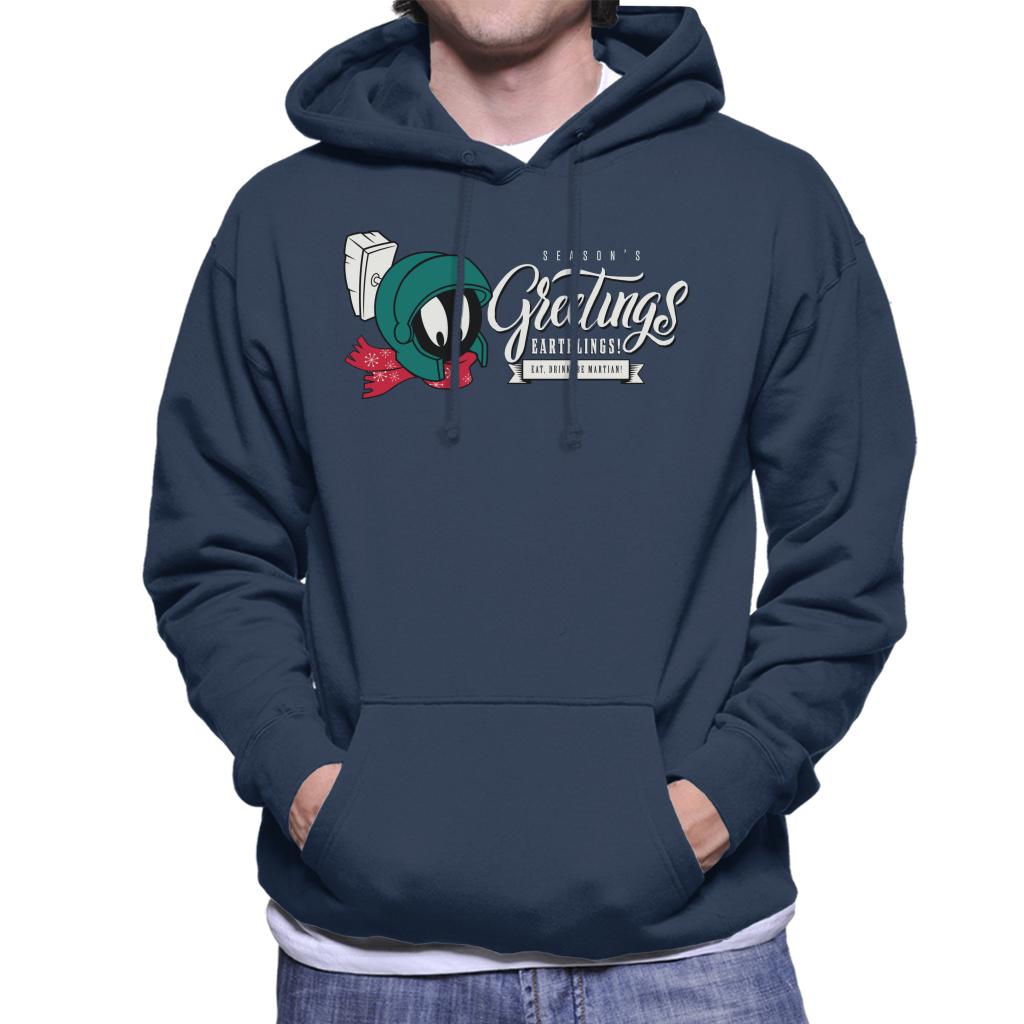 Looney Tunes Christmas Marvin Season's Greetings Earthlings Men's Hooded Sweatshirt-ALL + EVERY