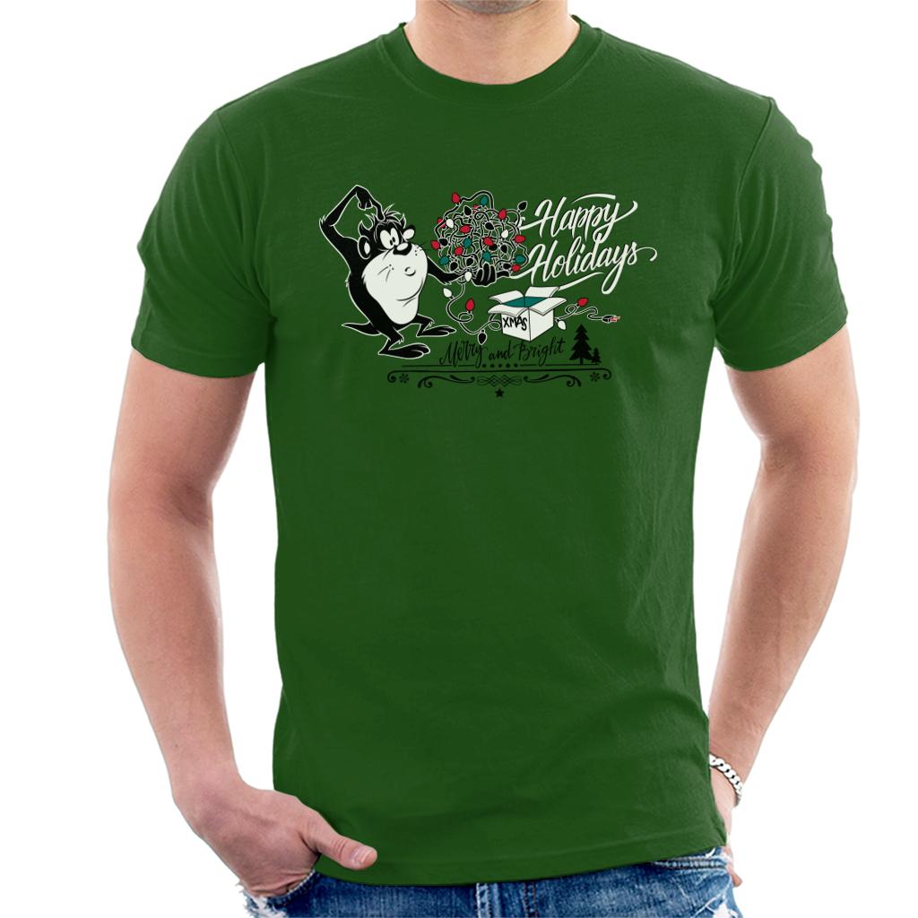 Looney Tunes Christmas Taz Happy Holiday Men's T-Shirt-ALL + EVERY