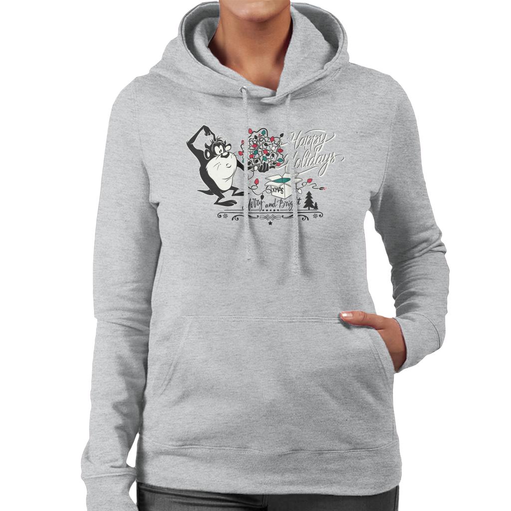 Looney Tunes Christmas Taz Happy Holiday Women's Hooded Sweatshirt-ALL + EVERY
