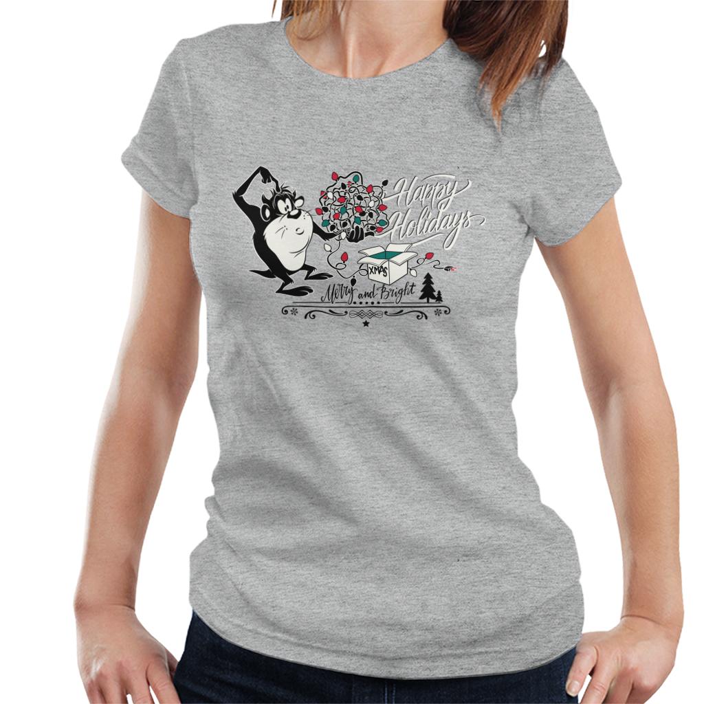 Looney Tunes Christmas Taz Happy Holiday Women's T-Shirt-ALL + EVERY