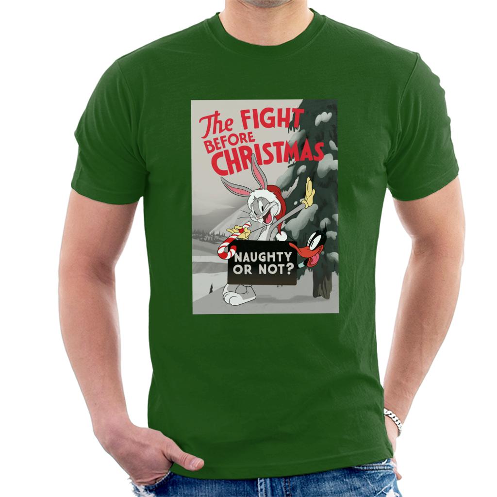 Looney Tunes Christmas Bugs Bunny The Fight Before Xmas Men's T-Shirt-ALL + EVERY