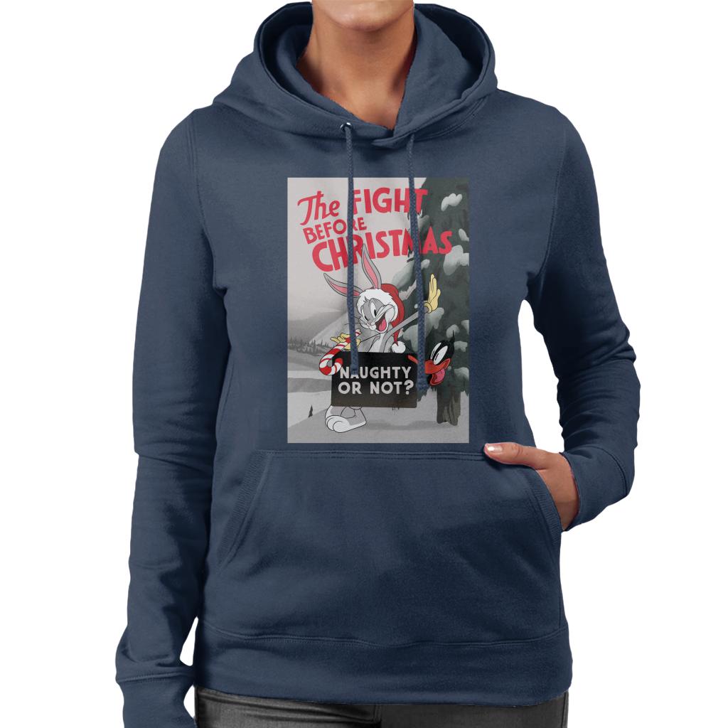 Looney Tunes Christmas Bugs Bunny The Fight Before Xmas Women's Hooded Sweatshirt-ALL + EVERY