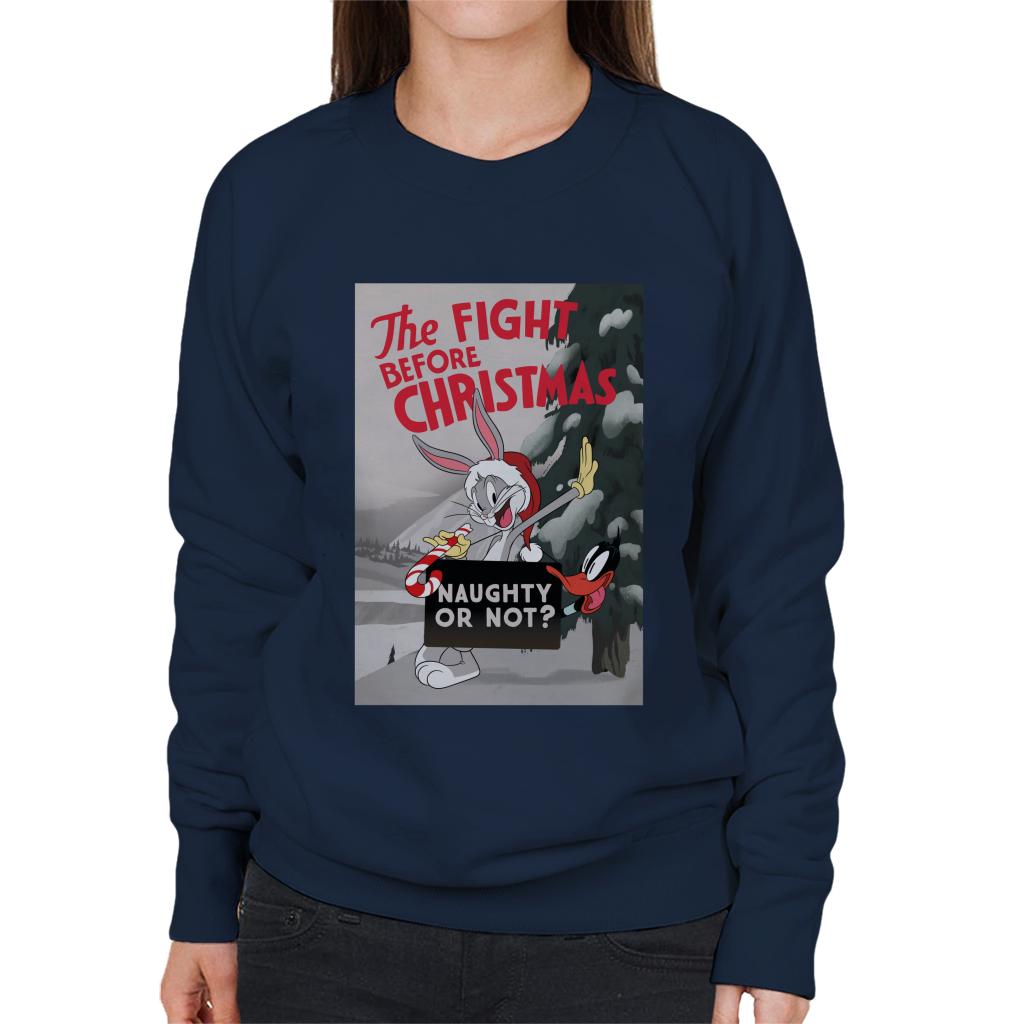 Looney Tunes Christmas Bugs Bunny The Fight Before Xmas Women's Sweatshirt-ALL + EVERY