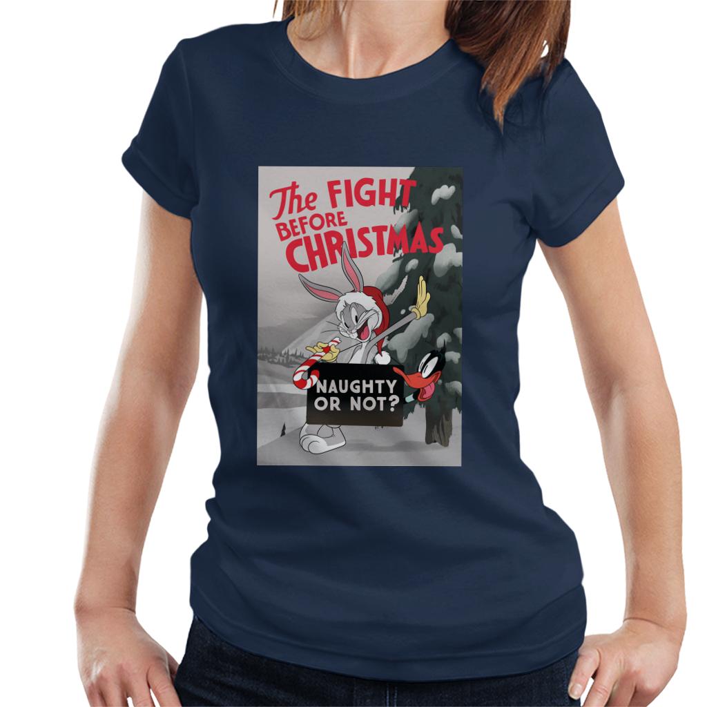 Looney Tunes Christmas Bugs Bunny The Fight Before Xmas Women's T-Shirt-ALL + EVERY