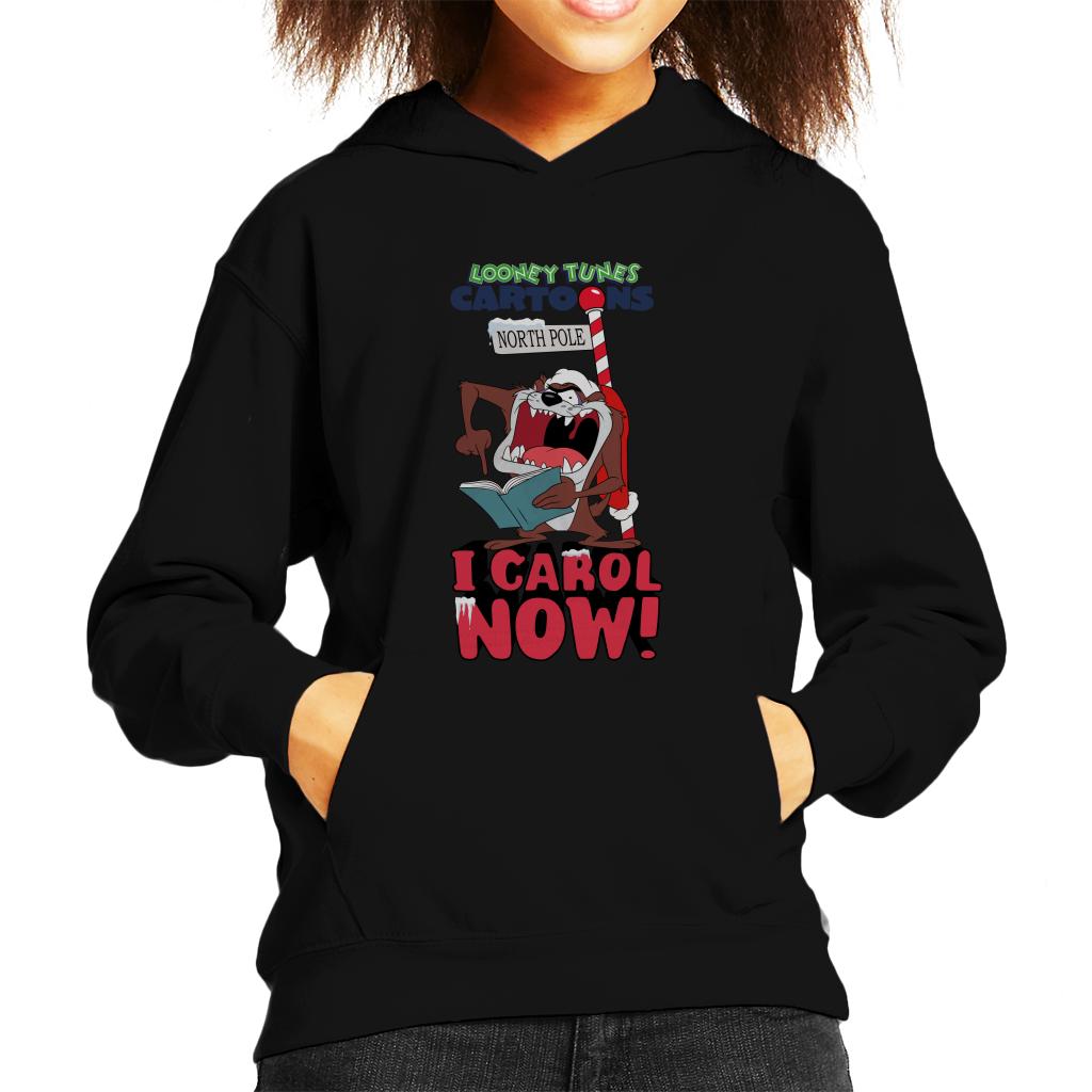 Looney Tunes Christmas Taz I Carol Now Kid's Hooded Sweatshirt-ALL + EVERY