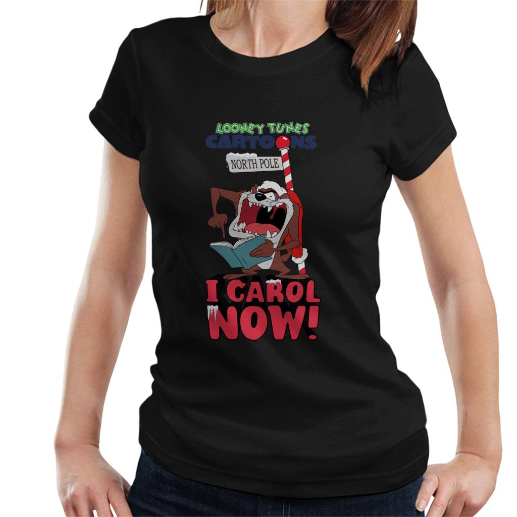 Looney Tunes Christmas Taz I Carol Now Women's T-Shirt-ALL + EVERY