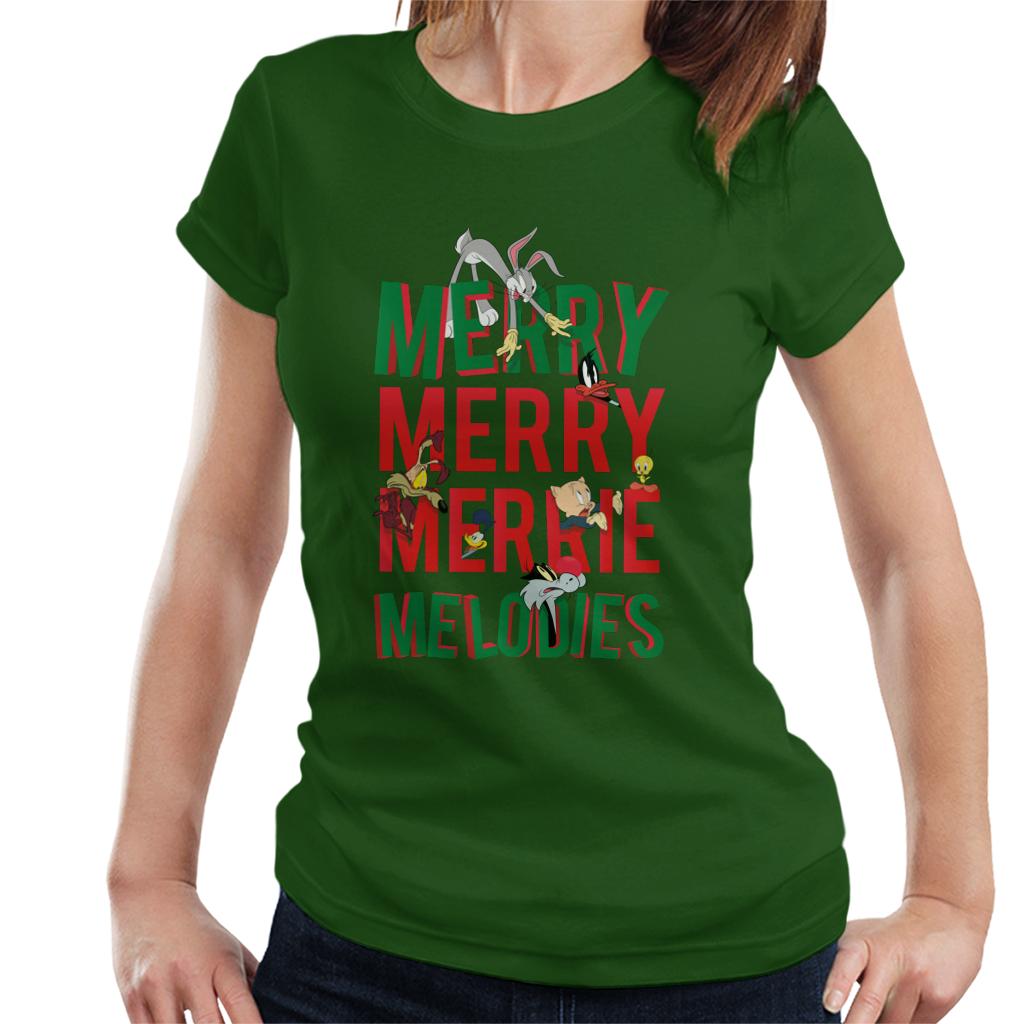 Looney Tunes Christmas Bugs Bunny Merry Melodies Women's T-Shirt-ALL + EVERY
