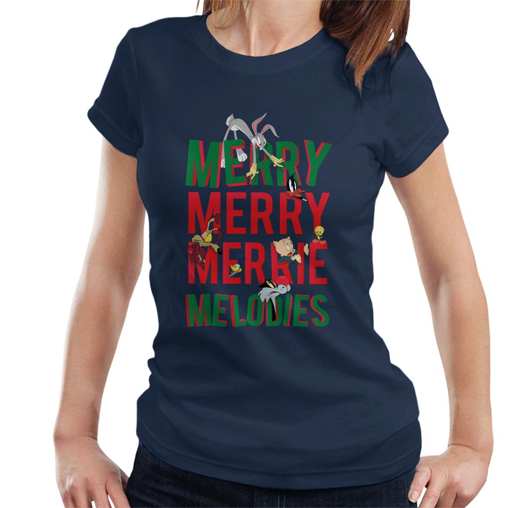 Looney Tunes Christmas Bugs Bunny Merry Melodies Women's T-Shirt-ALL + EVERY