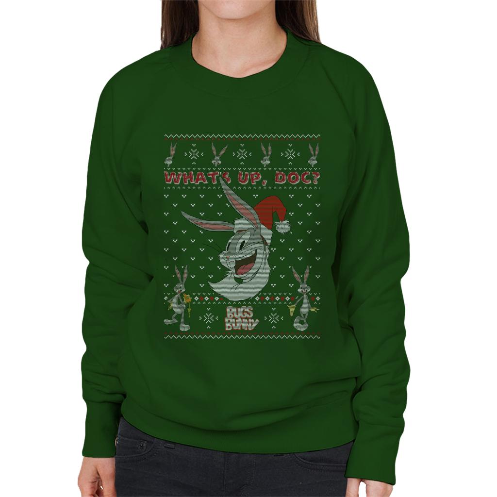 Looney Tunes Christmas Bugs Bunny What's Up Doc Women's Sweatshirt-ALL + EVERY