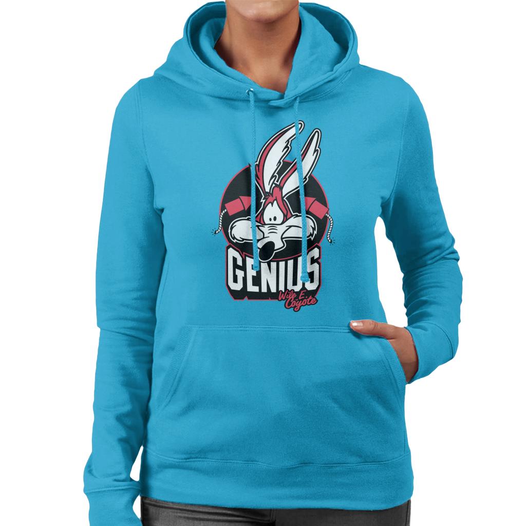 Looney Tunes Wile E Coyote Genius Rockets Women's Hooded Sweatshirt-ALL + EVERY