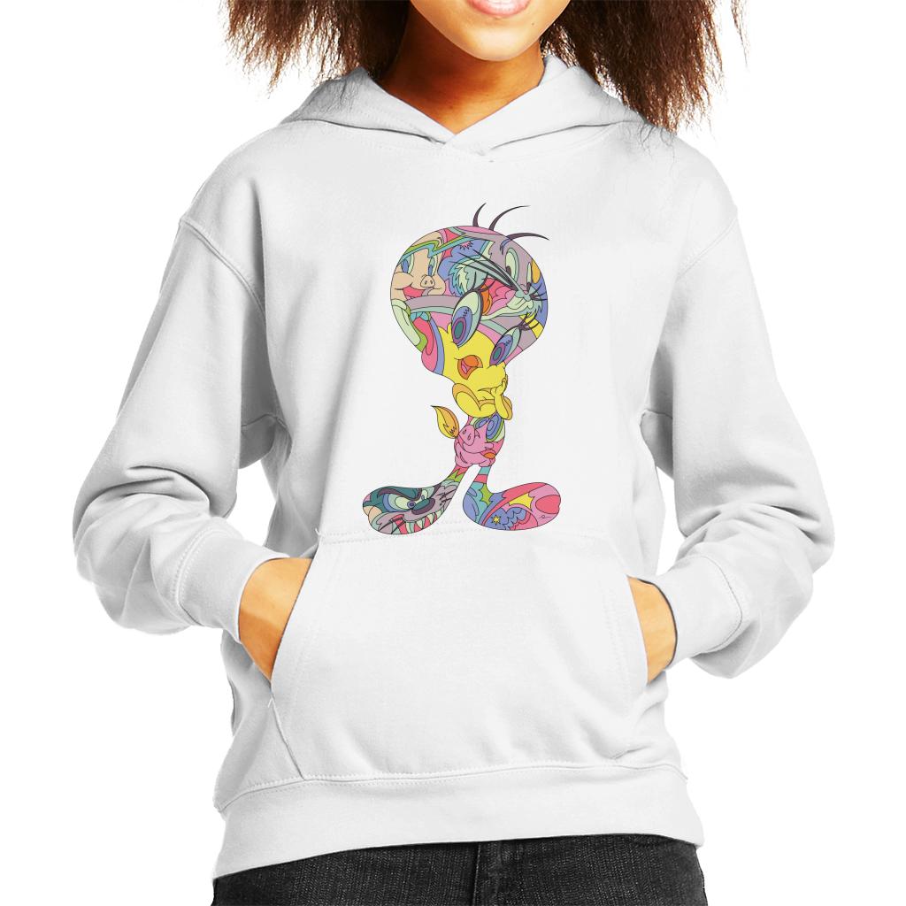Looney Tunes Tweety Abstract Art Kid's Hooded Sweatshirt-ALL + EVERY
