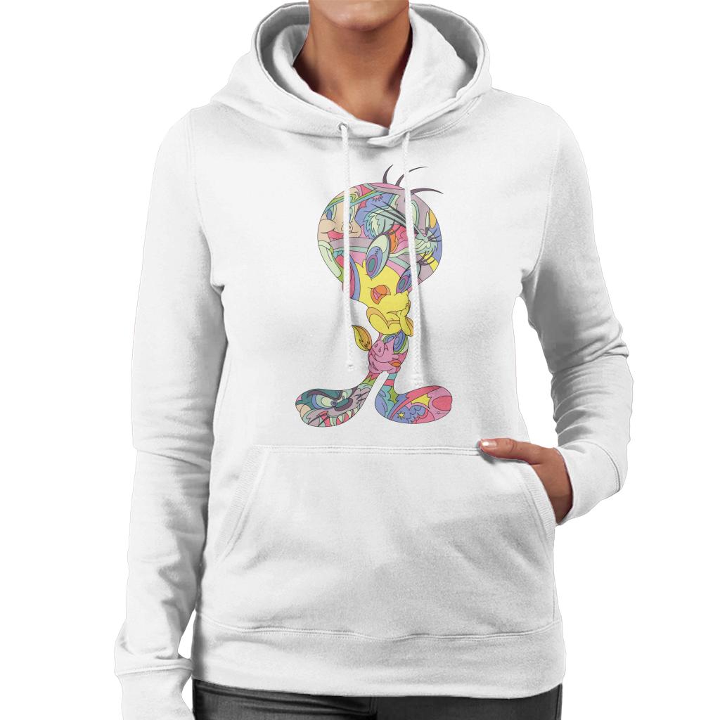 Looney Tunes Tweety Abstract Art Women's Hooded Sweatshirt-ALL + EVERY