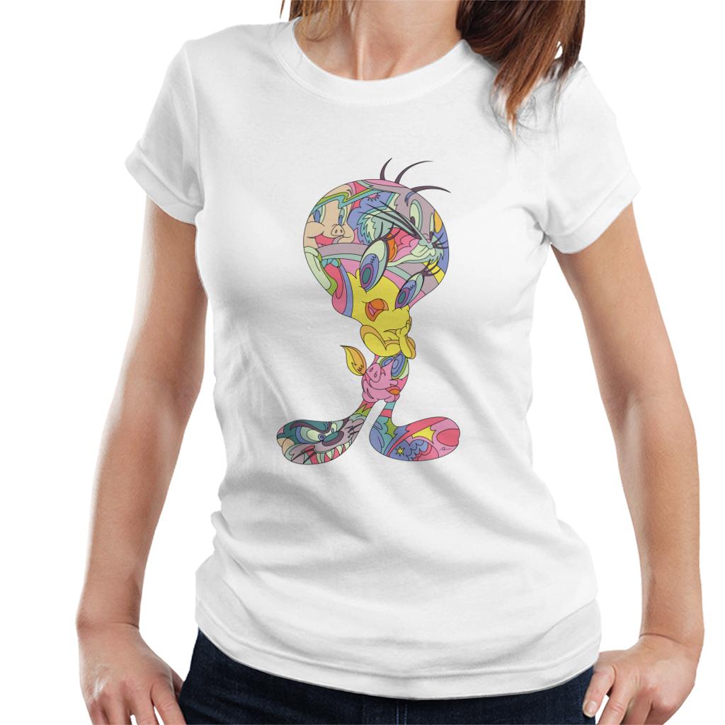 Looney Tunes Tweety Abstract Art Women's T-Shirt-ALL + EVERY