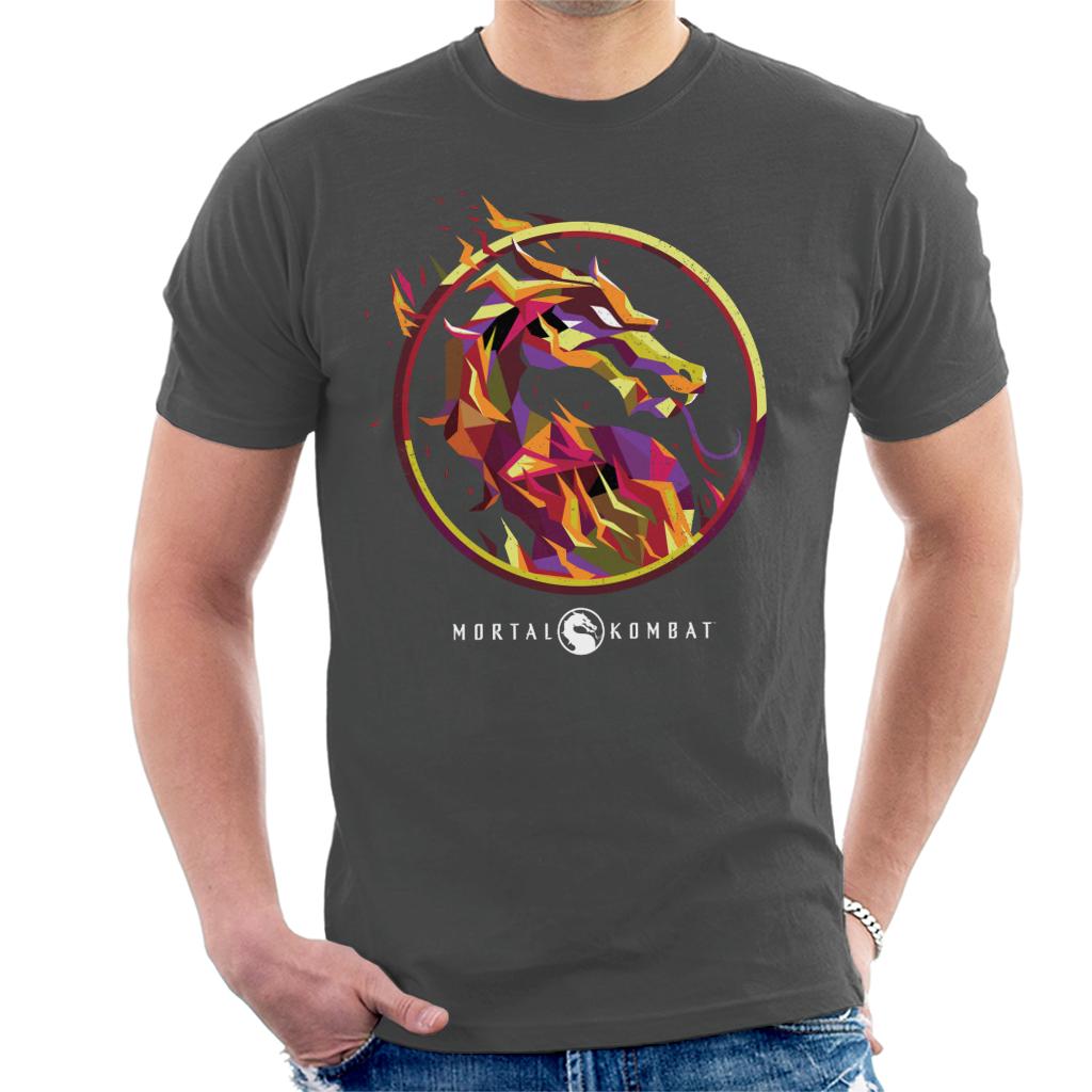 Mortal Kombat Scorpion Flame Art Logo Men's T-Shirt-ALL + EVERY