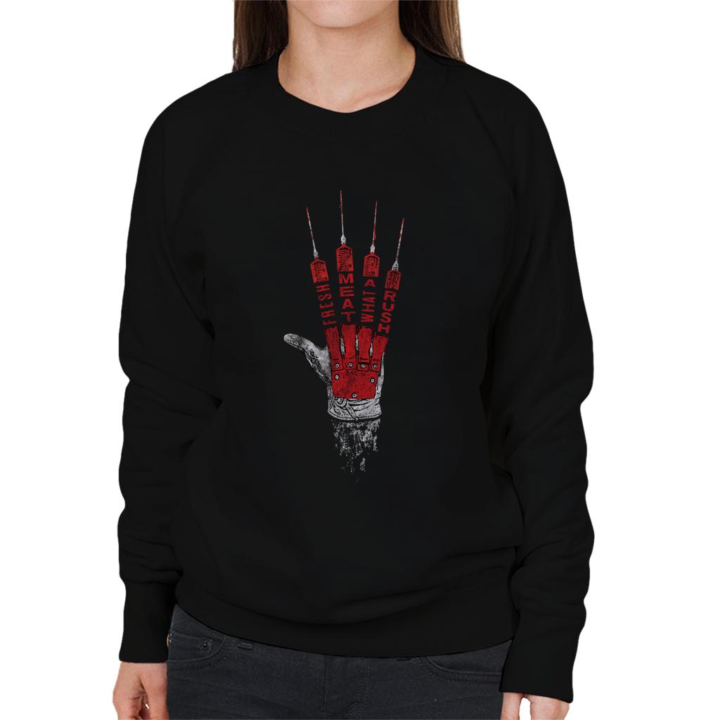 A Nightmare On Elm Street Freddy Krueger Fresh Meat Women's Sweatshirt-ALL + EVERY