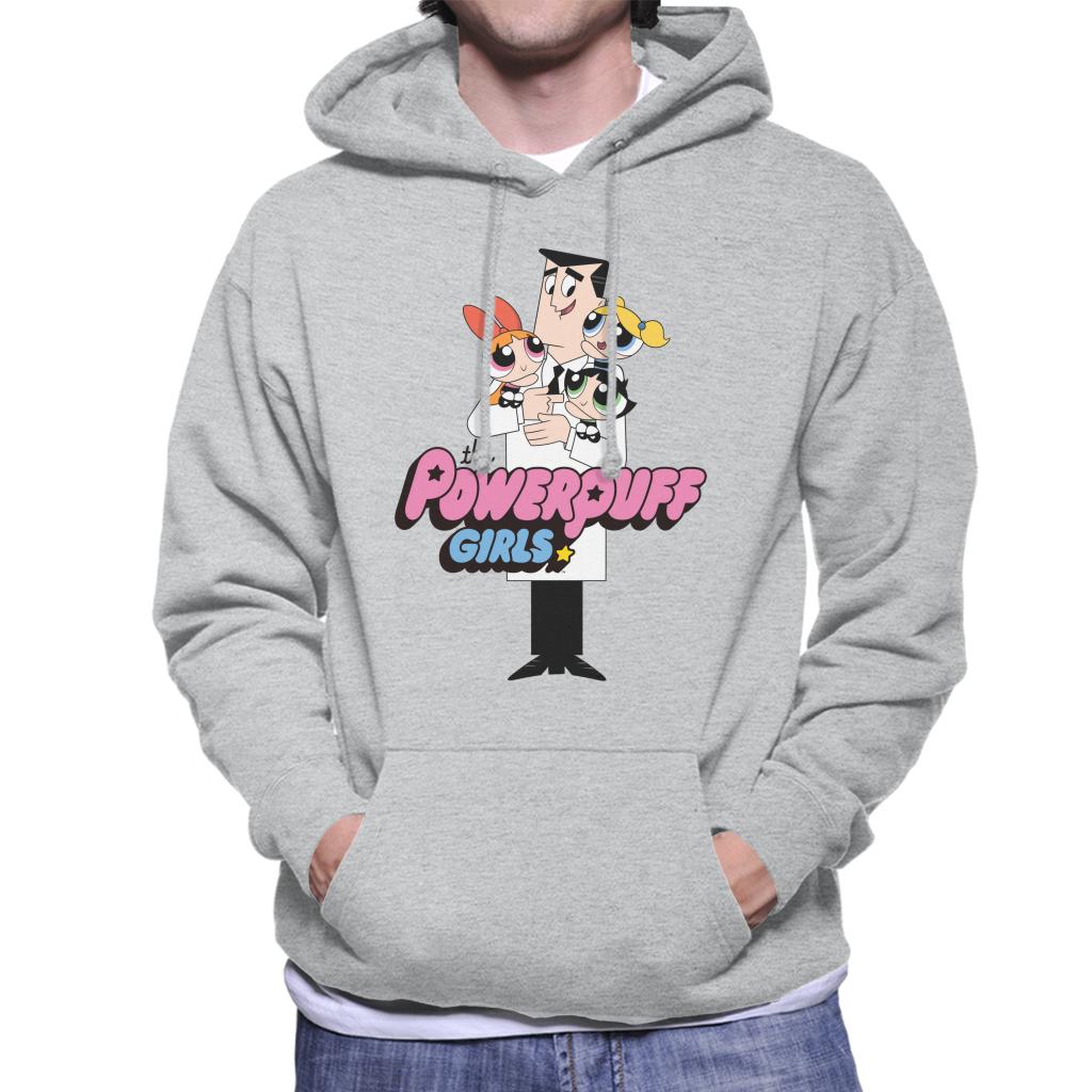 Powerpuff Girls With Professor Utonium Men's Hooded Sweatshirt-ALL + EVERY