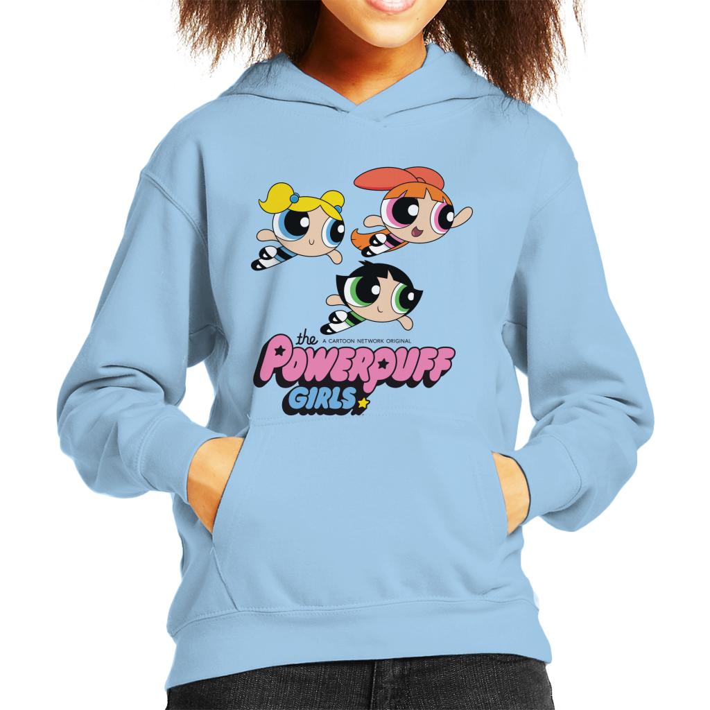 Powerpuff Girls Trio Smiling Flying Kid's Hooded Sweatshirt