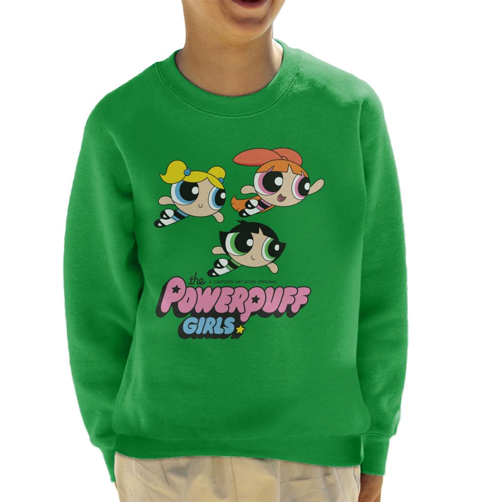 Powerpuff Girls Trio Smiling Flying Kid's Sweatshirt-ALL + EVERY