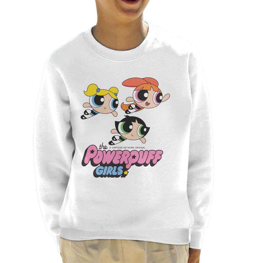 Powerpuff Girls Trio Smiling Flying Kid's Sweatshirt-ALL + EVERY