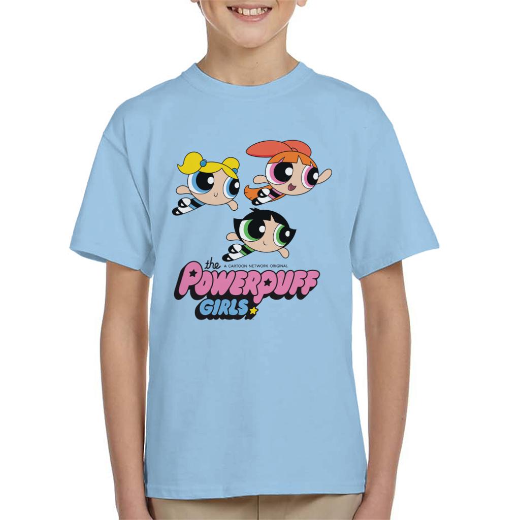 Powerpuff Girls Trio Smiling Flying Kid's T-Shirt-ALL + EVERY