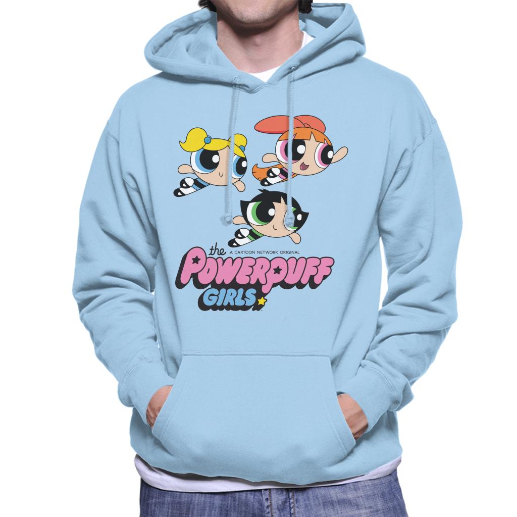 Powerpuff Girls Trio Smiling Flying Men's Hooded Sweatshirt-ALL + EVERY