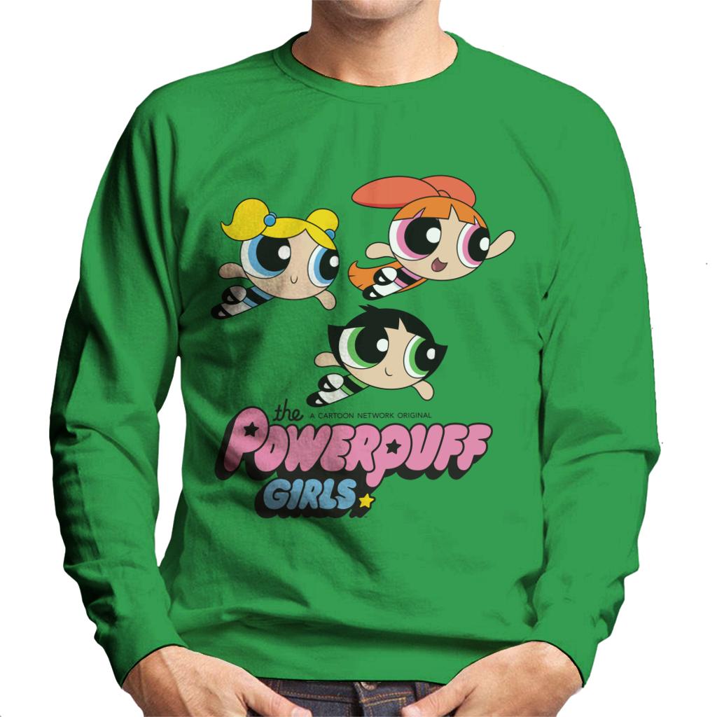 Powerpuff Girls Trio Smiling Flying Men's Sweatshirt-ALL + EVERY