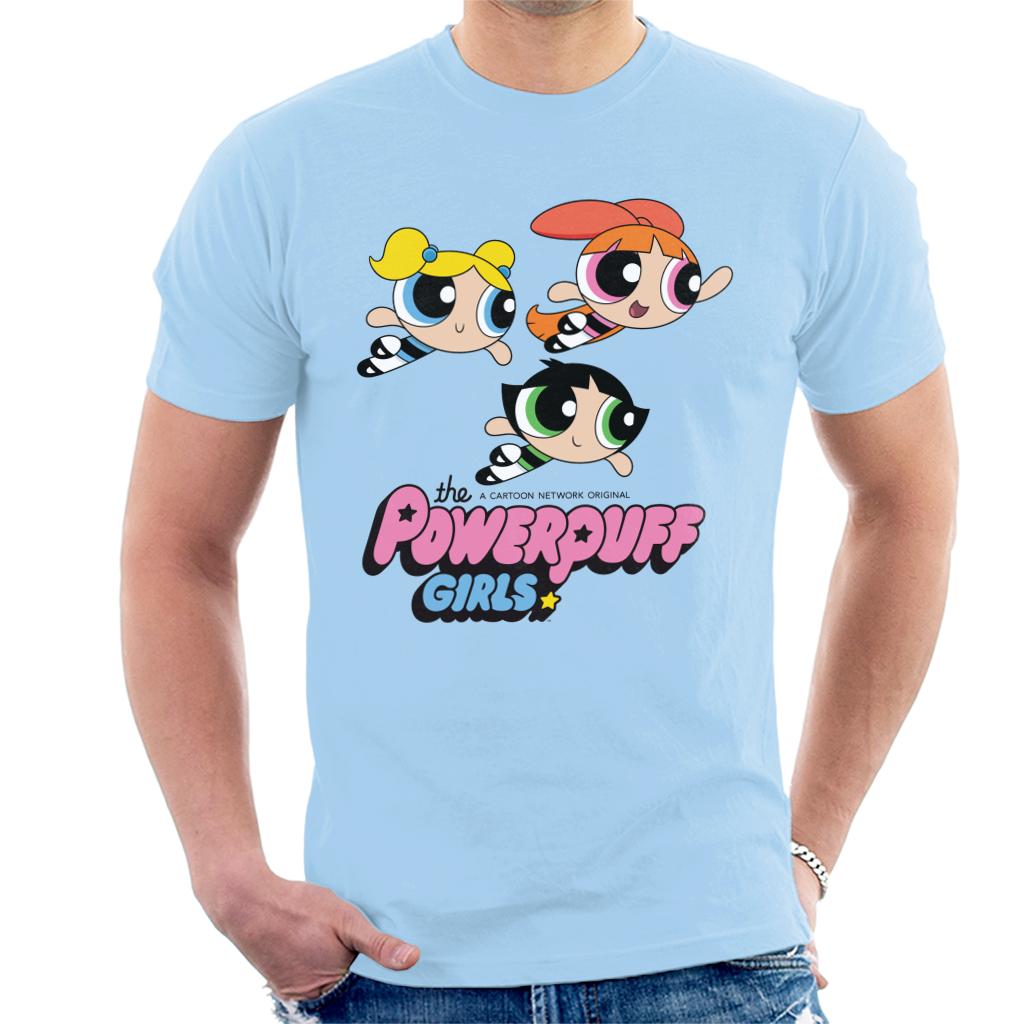 Powerpuff Girls Trio Smiling Flying Men's T-Shirt-ALL + EVERY