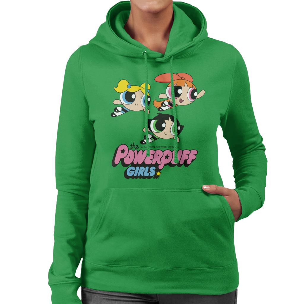 Powerpuff Girls Trio Smiling Flying Women's Hooded Sweatshirt-ALL + EVERY