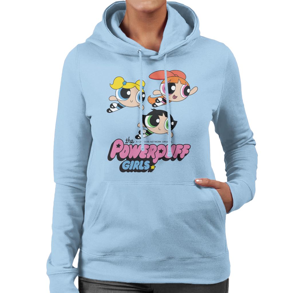 Powerpuff Girls Trio Smiling Flying Women's Hooded Sweatshirt-ALL + EVERY