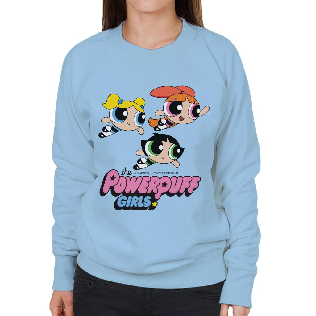 Powerpuff Girls Trio Smiling Flying Women's Sweatshirt-ALL + EVERY