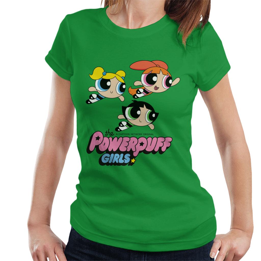 Powerpuff Girls Trio Smiling Flying Women's T-Shirt-ALL + EVERY